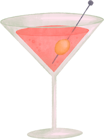 Watercolor Martini Drink