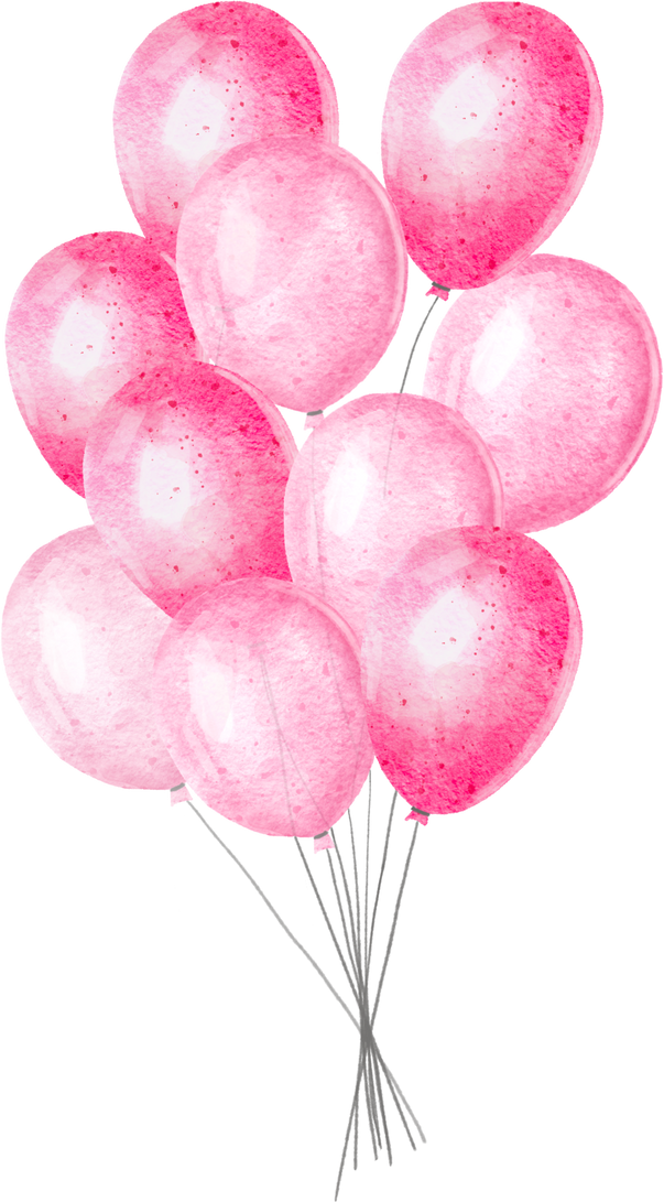 Watercolor pink air balloons. Baby  illustration